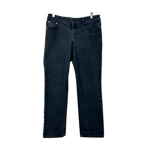 Style & Co Jeans Women 8 Black Dark Wash Embellished Pocket  Straight Leg Denim